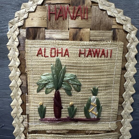 HAWAII Straw Mail Organizer Letter Holder~Wall Hanging 2 Slot Handmade “ALOHA” - Picture 3 of 6